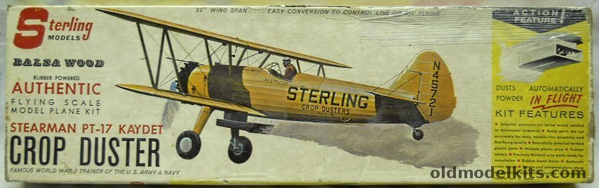 Sterling Stearman PT-17 Kaydet Dusts Crops in Flight - 22 Inch Wingspan for R/C / Control Line / Free Flight, A2 plastic model kit